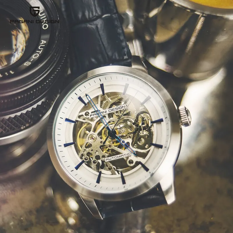 Men Mechanical Watch Stainless Steel Waterproof Sports Leather