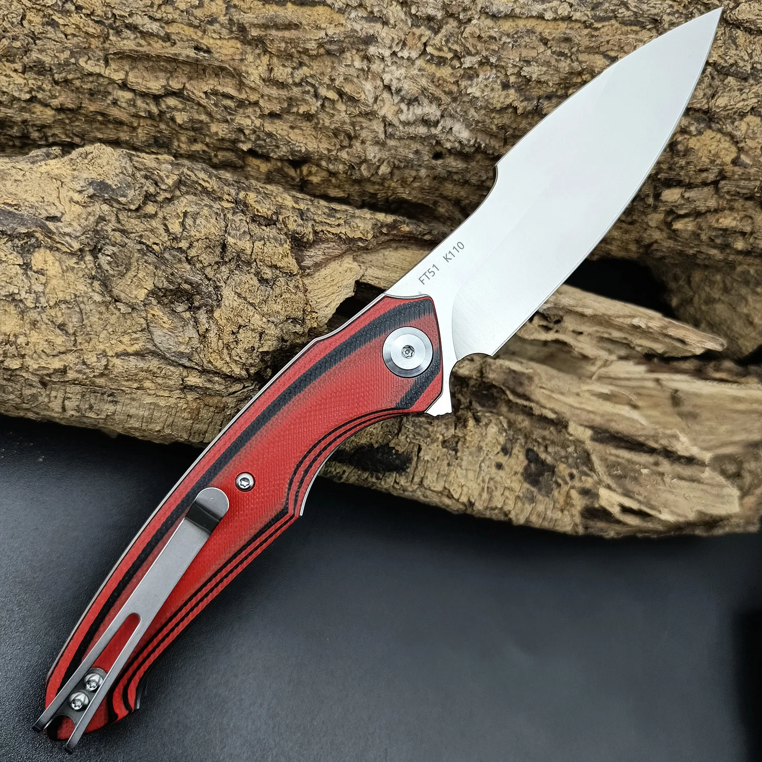 Description Picture 5 of itemFREETIGER New FT51 Folding Pocket Knife K110 Steel G10/Carbon Fiber Handle Ceramic Ball Bearing Camping Tactical EDC Knives