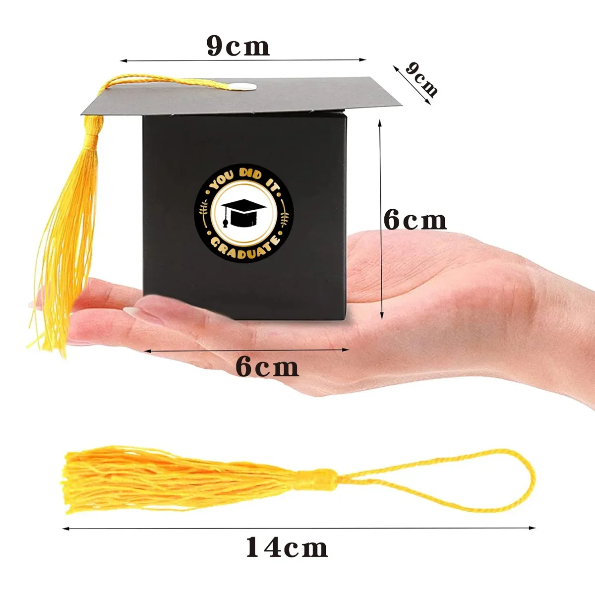 12pc/set Graduation Candy Box with Stickers Bachelor Cap Congrats  Gift Packaging Box Graduate Party Decoration Supplies