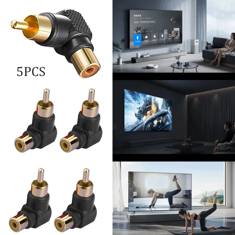 금도금 L자형 로터스 Rca 직각 엘보, 암수 변환 플러그, 90 도