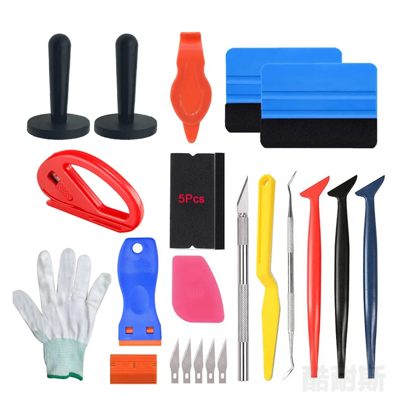 Car Film Wrap Tools Kit Squeegee Set Vinyl Scraper Cutter Vehicle Window Tint Wrapping Tools Vinyl Spatula Car Accessories