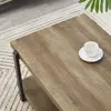 FOLUBAN Industrial Coffee Table with Shelf, Wood and Metal Rustic Cocktail Table for Living Room, Oak 3