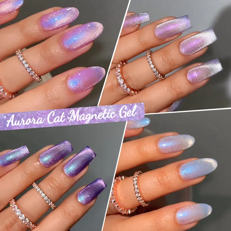 LILYCUTE 7ml Aurora Cat Magnetic Gel Nail Polish Ultra Shine Glitter Magnet Gel Soak Off Semi Permanent UV Gel Nail Art Manicure