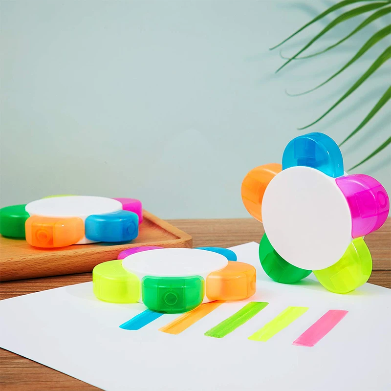 Highlighters Watercolor Highlighter Pens 20Pcs Assorted Colors Flower Shape 5-In-1 Fluorescent Pens School Office Stationery