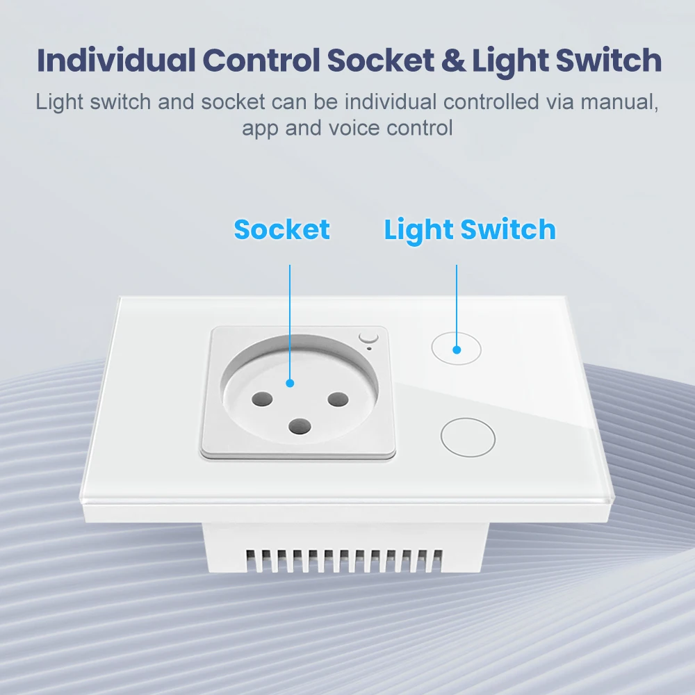 Smart Light Switch and Socket,Israel stand Plug,Back Light Adjustable,Work for A