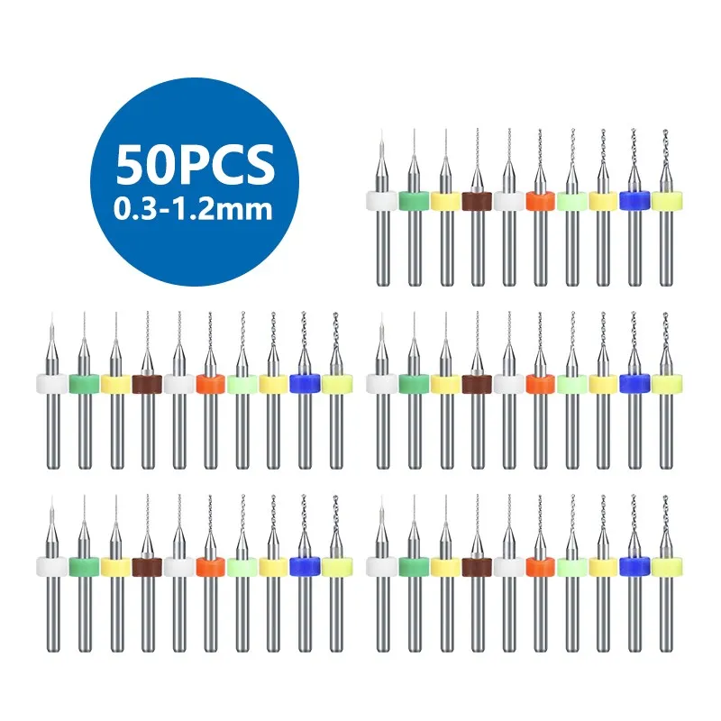 XCAN PCB 드릴 비트 50pcs 드릴링 PCB 회로 기판에 대 한 0.3-1.2mm 초경 드릴 비트 1/8 ''생크 마이크로 건 드릴