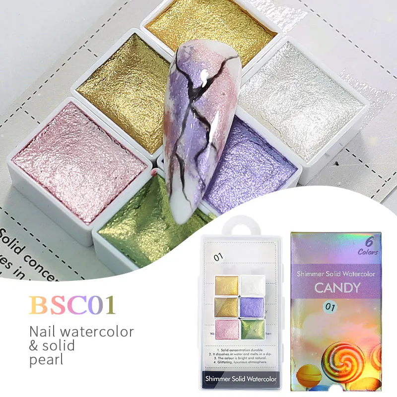 Nail Solid Pigment Watercolor Metallic Paint Draw Chrome Powder Flowers Decor Blooming Shimmer Auroras Glam Glitter Nail Art