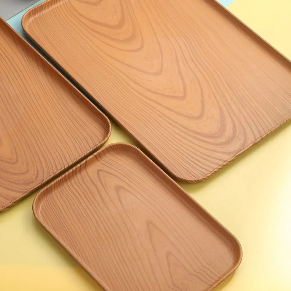 Nordic Rectangular Plastic Pallet Imitation Wood Colors Fruit Coffee Tray Storage Tray Dining Plate Home Serving Tray Tea Tray 4