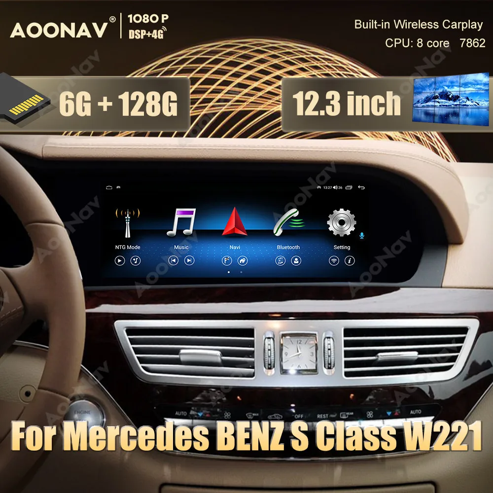 

12.3 inch Android Car radio for Mercedes BENZ S Class W221 W216 CL 2005-2013 car multimedia player Android auto apple carplay