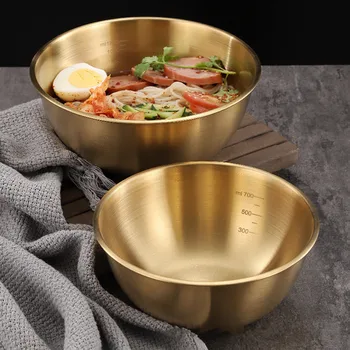 Contenitori per insalata di frutta da cucina in acciaio inossidabile con scala Contenitori per alimenti per ciotola per zuppe di grande capacità in stile coreano 1