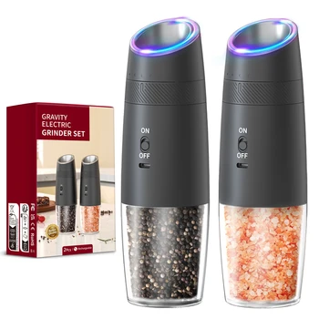 1/2pcs Automatic Pepper Grinder Salt And Pepper Grinder USB Rechargeable Adjustable Coarseness Spice Mill for Kitchen Tool