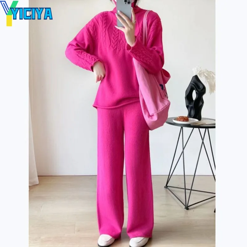 

YICIYA pants set Knitted two piece sets for women Long Sleeve Sweater and Knitwears baggy pants elegant women's sets y2k clothes