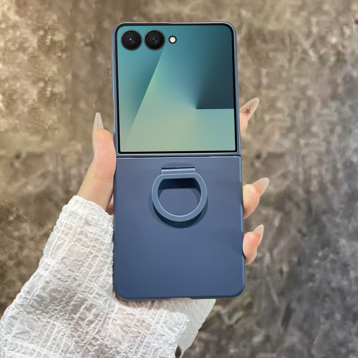 Matte Color Finger Ring Holder Protective Case - Durable PC Hard Shell Back Cover