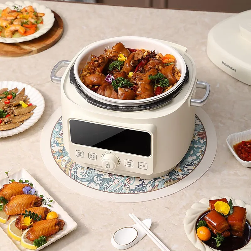 DAEWOO Electric Pressure Cooker 70kPa 4L 220V 1300W Kitchen Rice Cooker Non-stick Inner Pot Multicooker Knob Control Stewpot 3