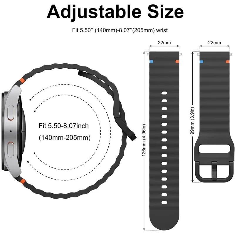 Silicone Sports Watch Band - Universal Fit, Multiple Sizes Available