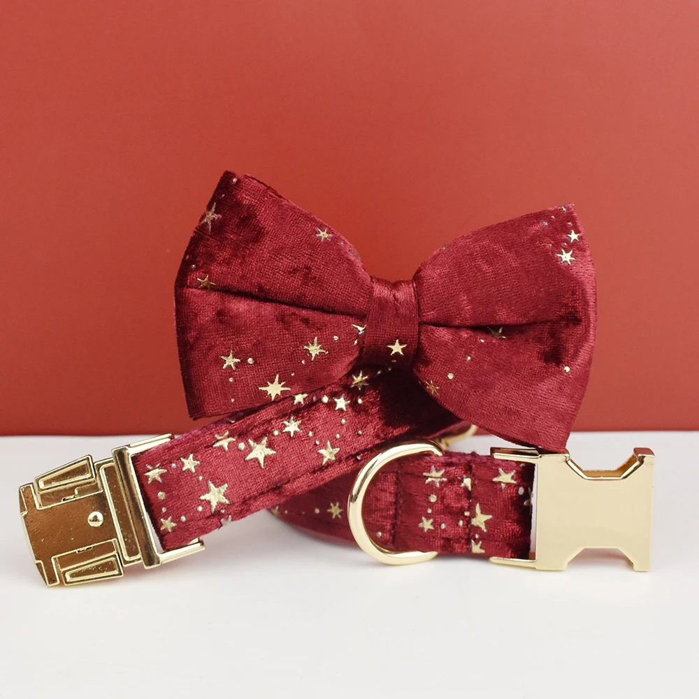 Luxury Custom Design Flower Sublimation Pet Accessory Set: Black Collar, Leash, Harness & Bow