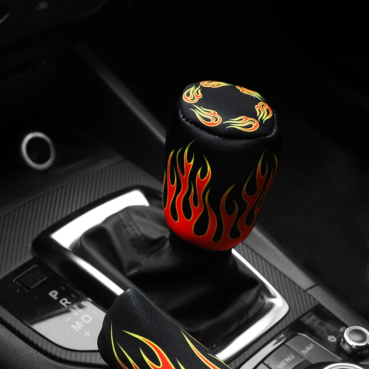 2 sets of flame fabric breathable waterproof car handbrake cover handle set manual gear automotive supplies hand brake cover,car interior accessories