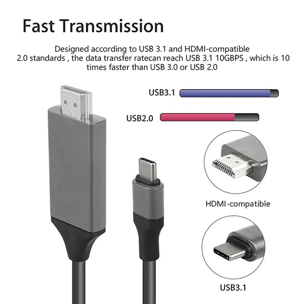 ƺ     ̺, CŸ-HDMI ȣȯ USB 3.1-HDMI ȣȯ  ̺, 4K @ 30HZ