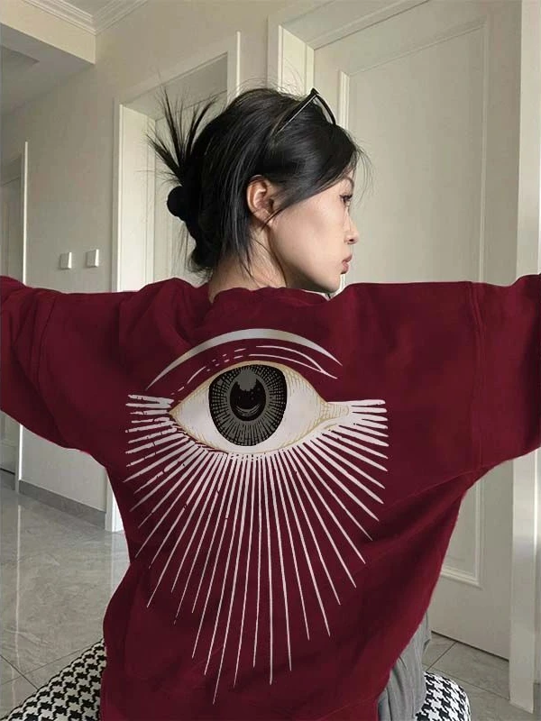 

Deeptown Oversize Red Graphic Sweatshirts Women Streetwear Aesthetic Eye Print Pullover Grunge Punk Hip Hop Hoodie Casual Tops