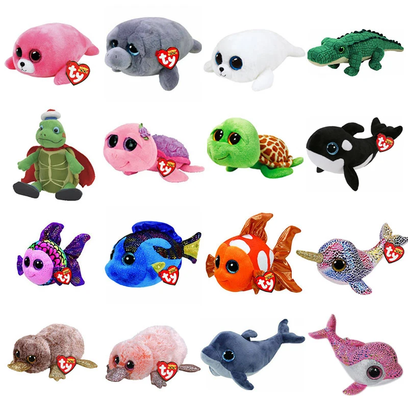 Ty Animal Stuffed Plush Toys Tropical Fish Dolphin Turtle Platypus Seal Big  Eyes Soft Kawaii Plushes Toys Girl Gift - Stuffed & Plush Animals -  AliExpress