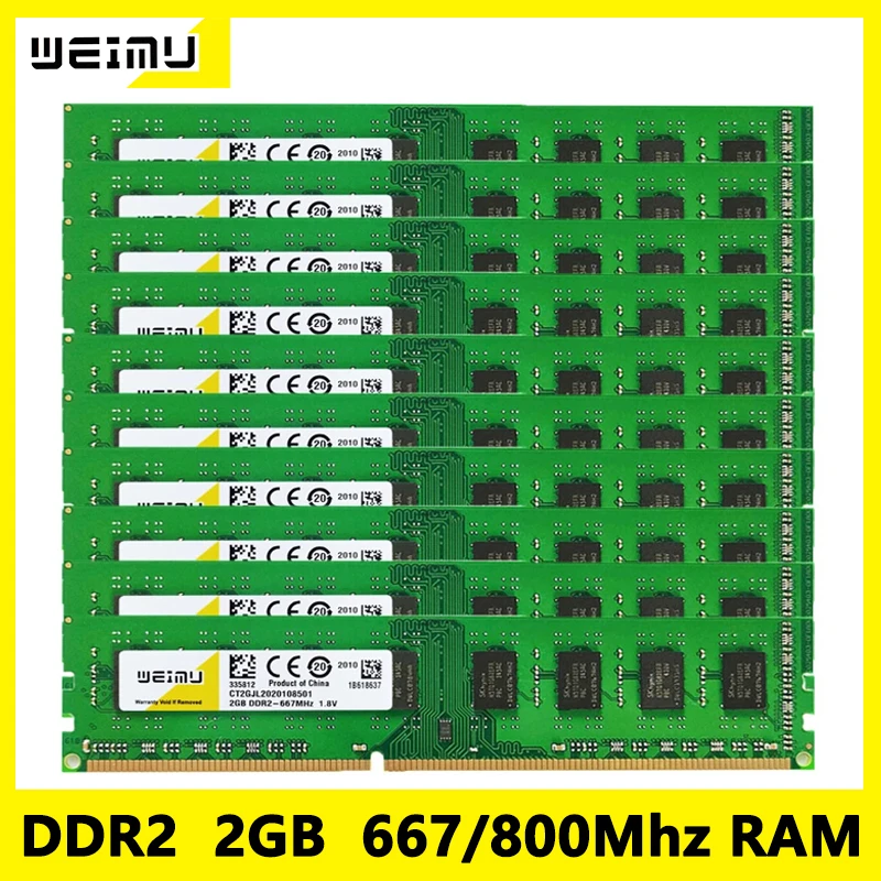 10Pcs 50Pcs DDR2 2GB 667Mhz 800Mhz UDIMM Memoria RAM PC2 5300 6400 240Pins 1.8V Non-ECC Unered Desktop Memory RAM