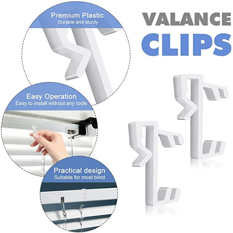 Amazing Drapery Hardware 2.5 Inch Clear Valance Clips for Top Blind Brands  & Window Shades, 6-Pack - Sturdy Plastic Brackets, Ideal for Wood, Faux