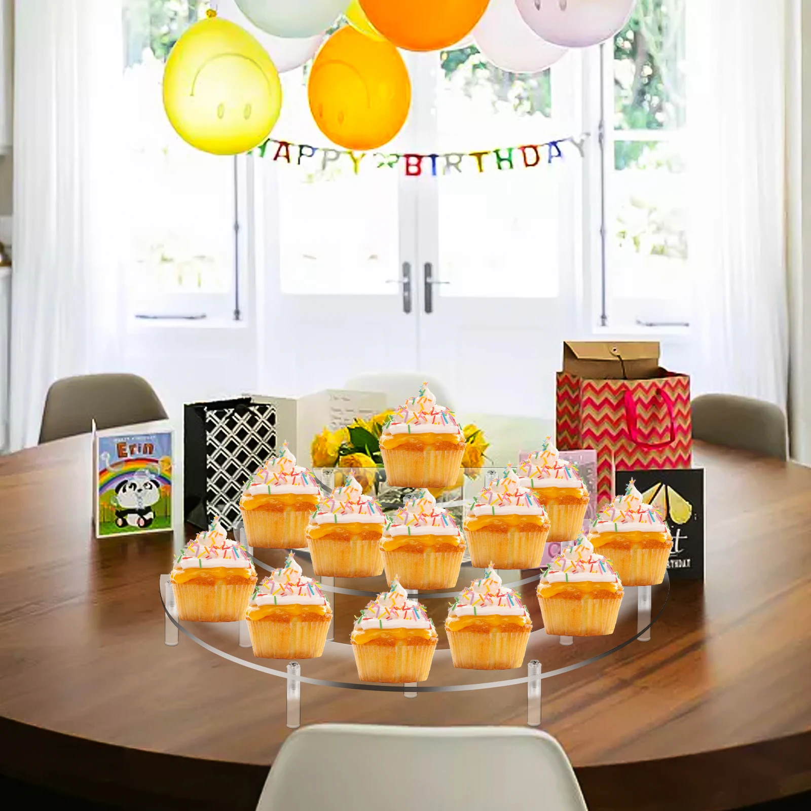 Acrylic 3 Tier Semicircle Cupcake Stand for Wedding Party