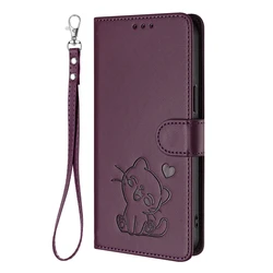 Cute Cat Leather Wallet Flip Phone Case with  Design - Redmi 12 4G (5G) (F)