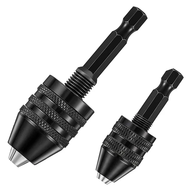 

2Pcs Hex Shank Keyless Drill Chuck, Screwdriver Converter Drill Adapter Quick Change Drill Bits Tool(0.6-8mm, 0.3-3.6mm)