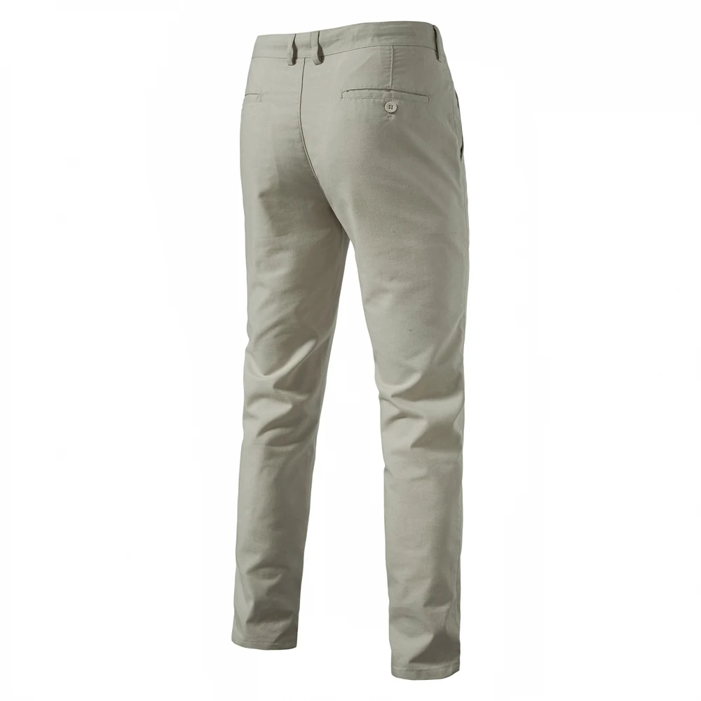 2024 Spring Autumn New Men's Casual Pants Linen Long Pants Breathable Straight Tube Men's Solid Color Versatile Long Pants 2