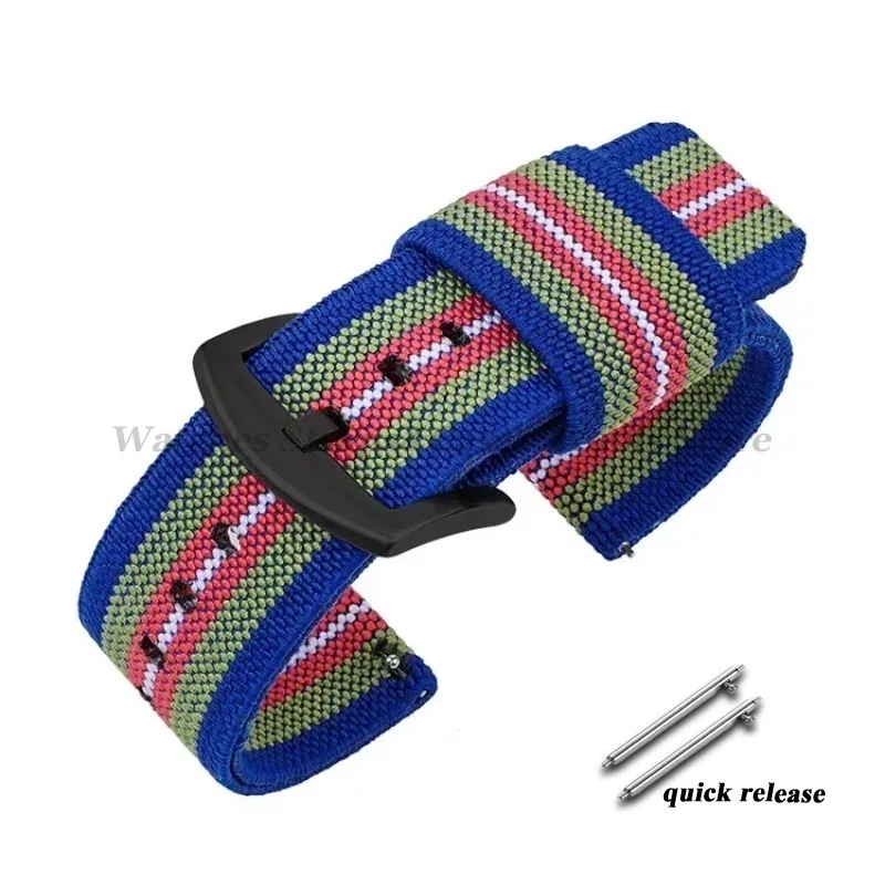 Woven Elastic Nylon Watch Band - Quick Release Military Sport Strap