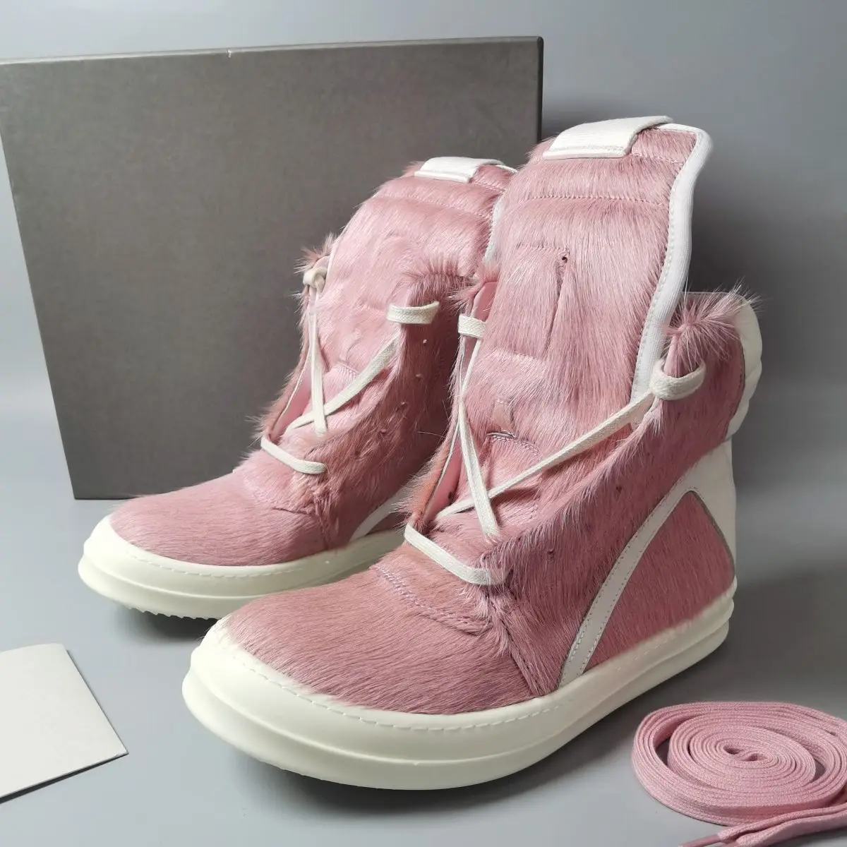 

Black & Street Luxe 2023ssTPU Ароматизированная подошва из розового меха лошадиный волос гео-корзина сапоги
