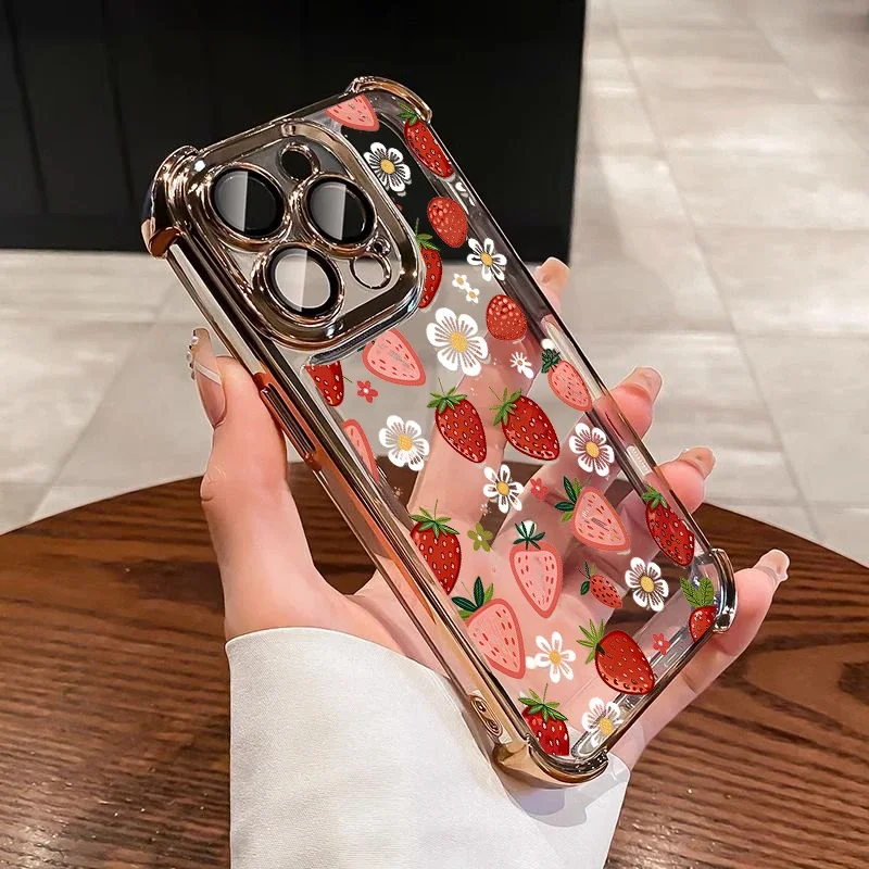 Elegant Bow Cherry Lichee Plating Phone Case Cover