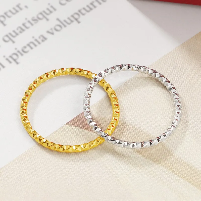 1.5mm Thin Stackable Ring Stainless Steel Faceted Ring for Women Girl Size 5-10