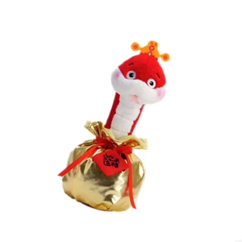 N1HB Cartoon Snake Stuffed Animals Musical Toy Spring Festival Chinese New Year