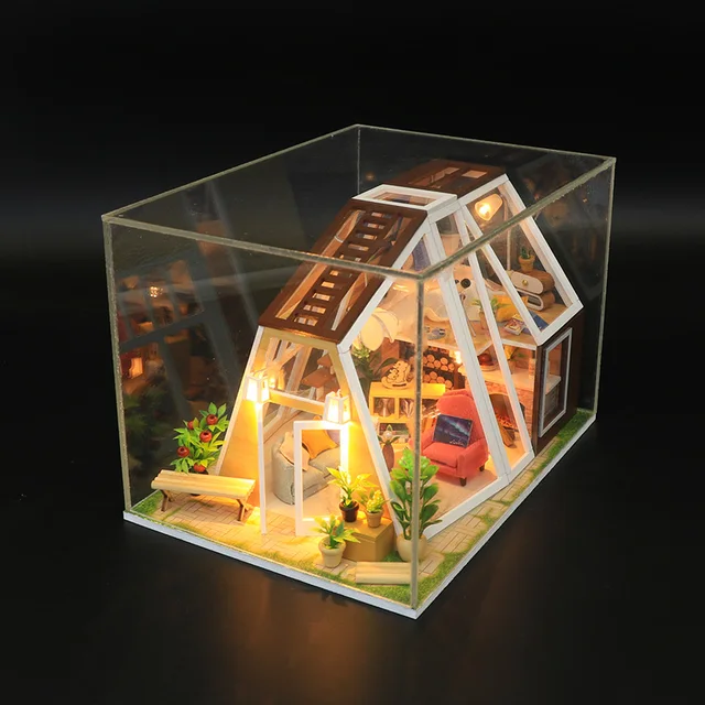 M902 The Aurora Hut Wooden Doll House DIY Assemble Valentine's Day Marry Birthday Present Miniature Hot Kits Toys Home Dollhouse 3