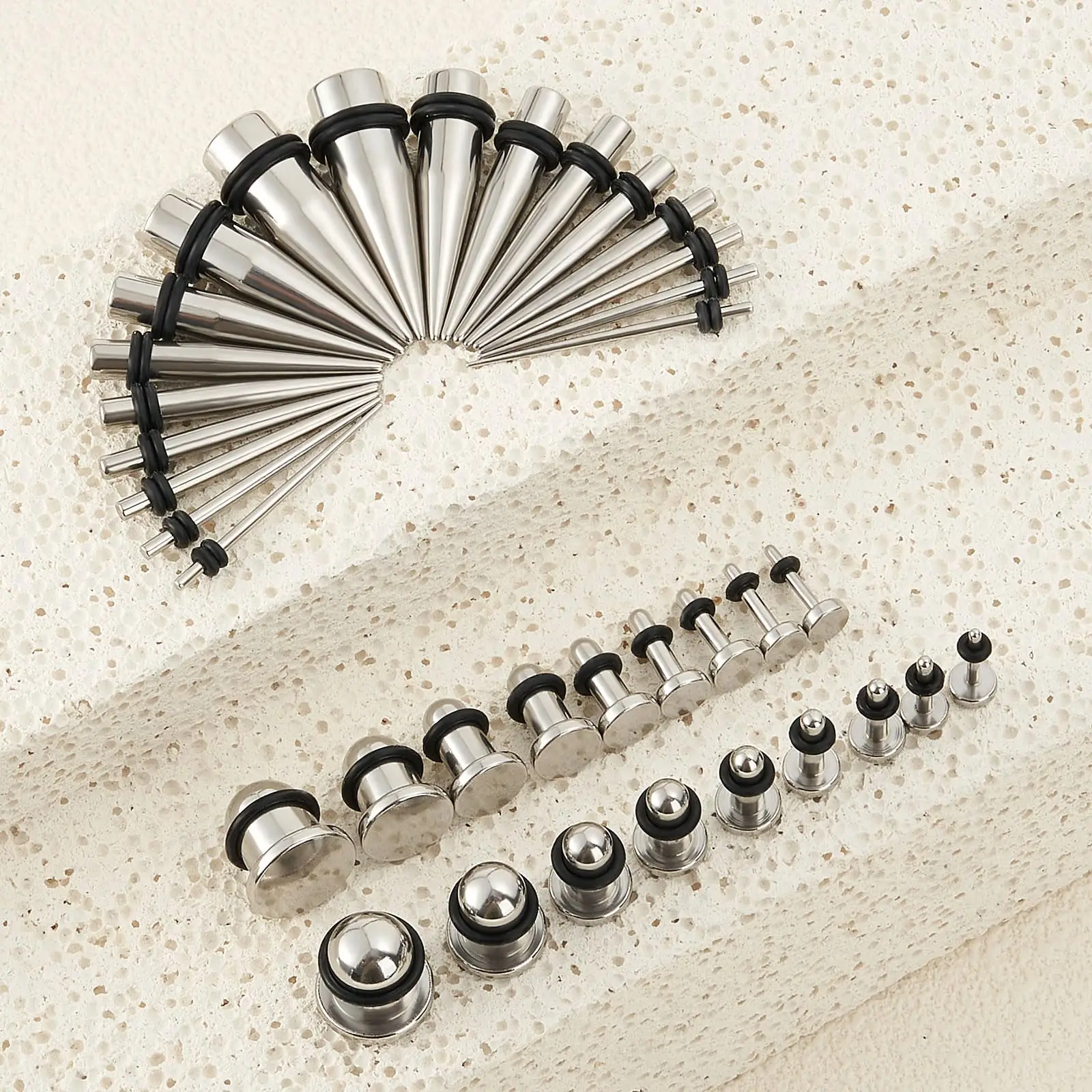 TBOSEN 22-teiliges Stretching Kit Edelstahl - 14G Bis 00G
