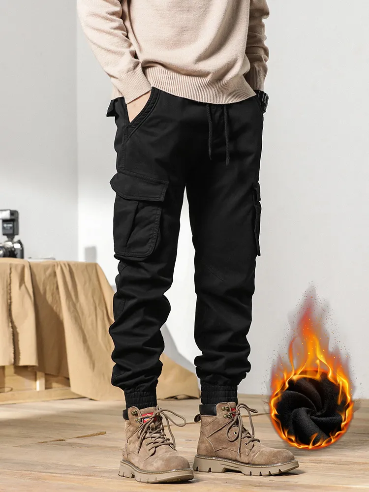 Winter Thick Warm Fleece Pants Men Streetwear - 2023 New Multi-pockets  Winter - Aliexpress