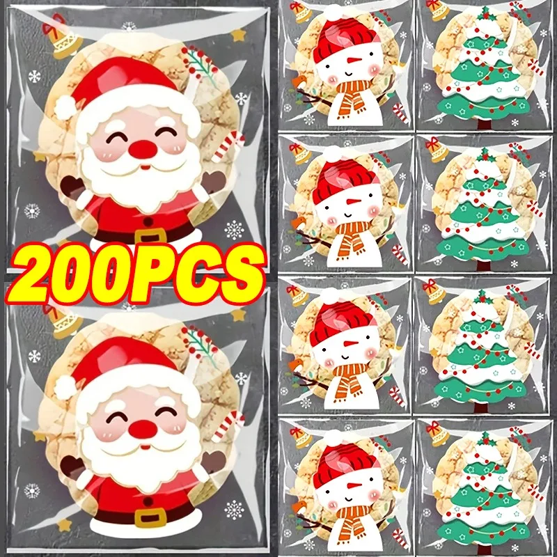 Candy Self Sealing Sticky Bag Christmas Storage Bag Old Man Tree Snowflake Crisp Pouch Party Festival Gift Decor Cookies Wrap christmas gift bags christmas candy packaging christmas gift box