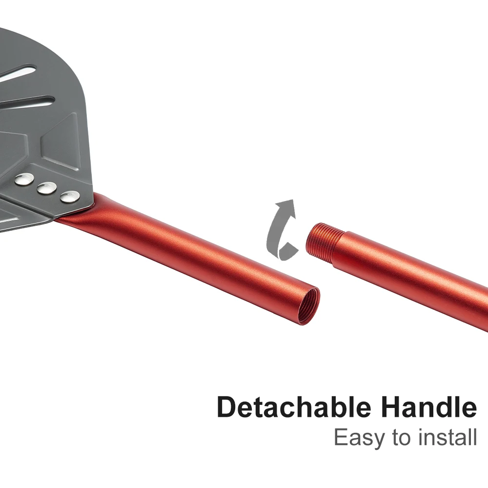 SHANGPEIXUAN 9 Inch Turning Peel Perforated Pizza Shovel Aluminum Alloy Red Handle Pizza Peel Tools Oven Accessories