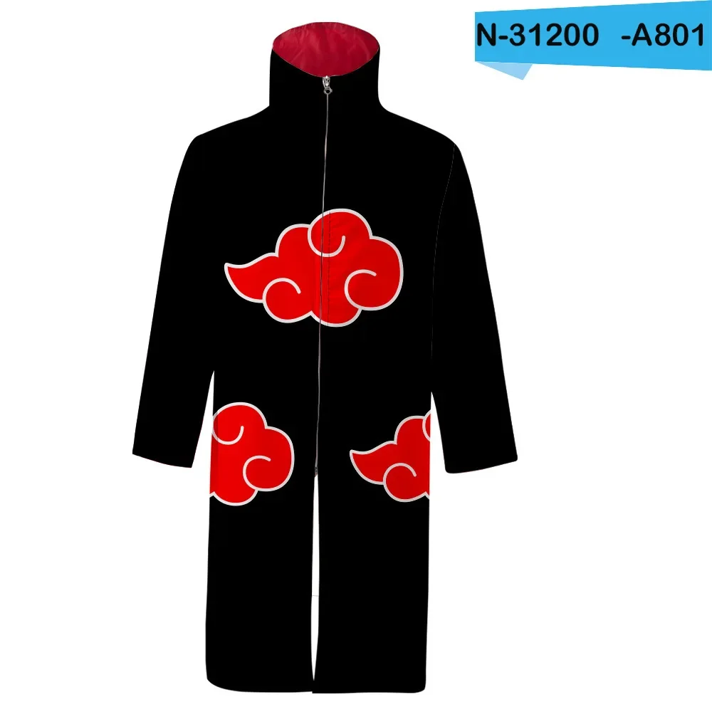 

2023 New Version of Naruto Character Costume Long Section Collar Robe Cardigan Sweater Jacket Printed Children's Men and Women