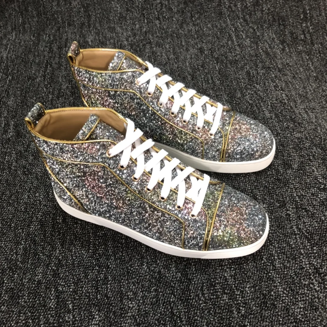 Super Brand Chentel Male Sequined Decoration Men Casual Shoes Party Shoes for Men Flats Lace-Up Sneakers Camouflage Big Size 47