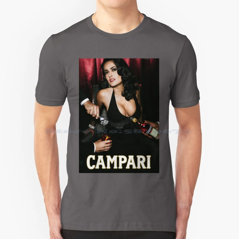 Campari Beauty Sexy Hayek Poster T Shirt 100% Cotone Tee Campari Cocktail Vintage Party Happy Funny Liquore Italia Negri