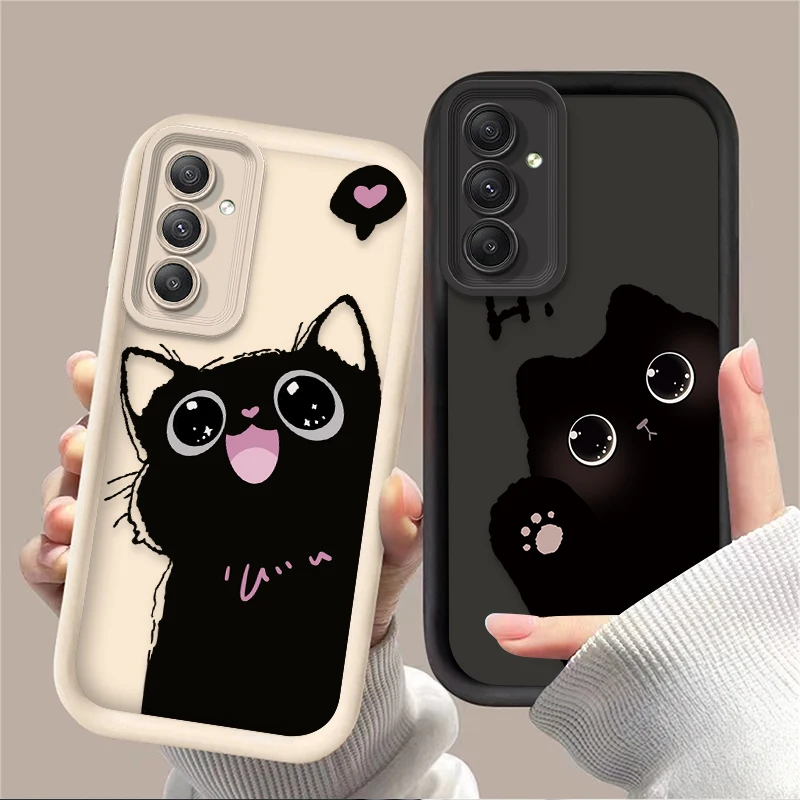 Adorable Cartoon Black Cat Soft Phone Case