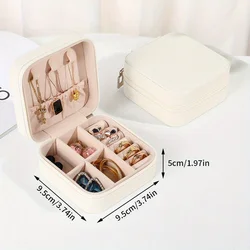 Elegant Women's Jewelry Travel Organizer - Compact Zippered Case with Suitcase - Inspired Design for Necklaces, Earrings, and Rings - Chic Nylon Jewelry Box Gift for Her (WHITE)