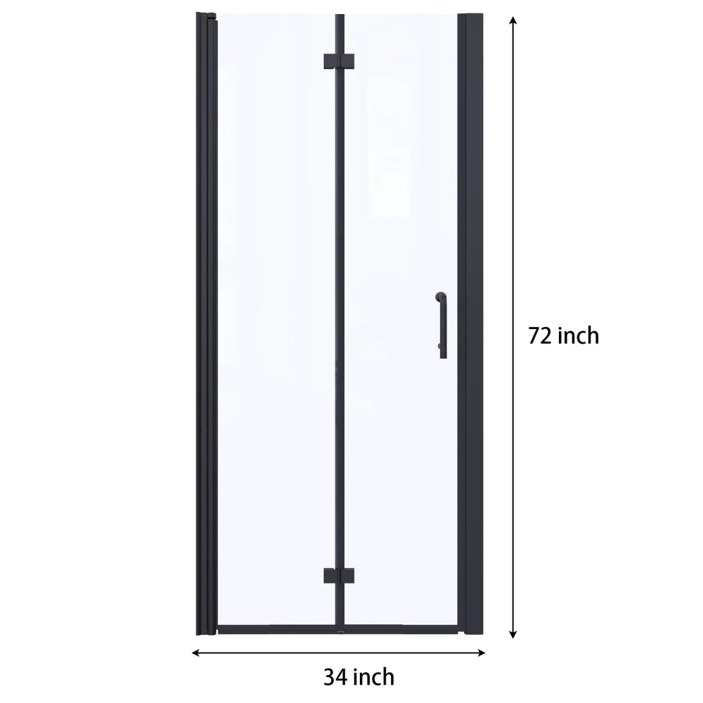 34 to 35-3/8 in. W x 72 in. H Bi-Fold Semi-Frameless Shower Doors in Matte Black with Clear Glass 5