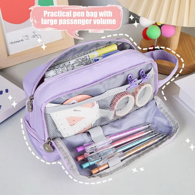 Girl Large Capacity Pencil Bag Aesthetic School Cases Girl Korean  Stationery Holder Bag Pen Case Students School Supplies - AliExpress