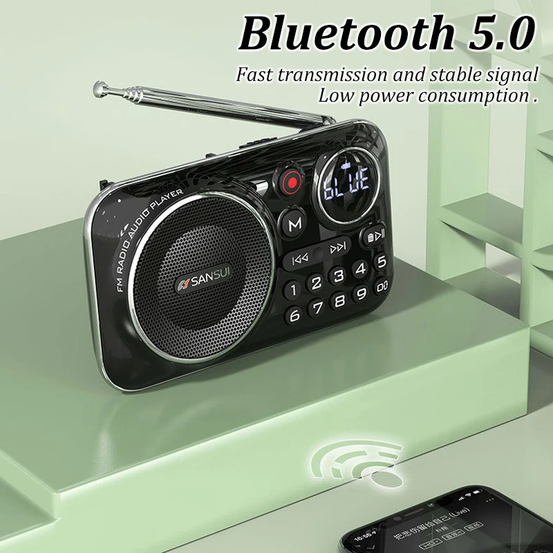 Mini radio portable récepteur sans fil lecteur de musique radio FM de poche