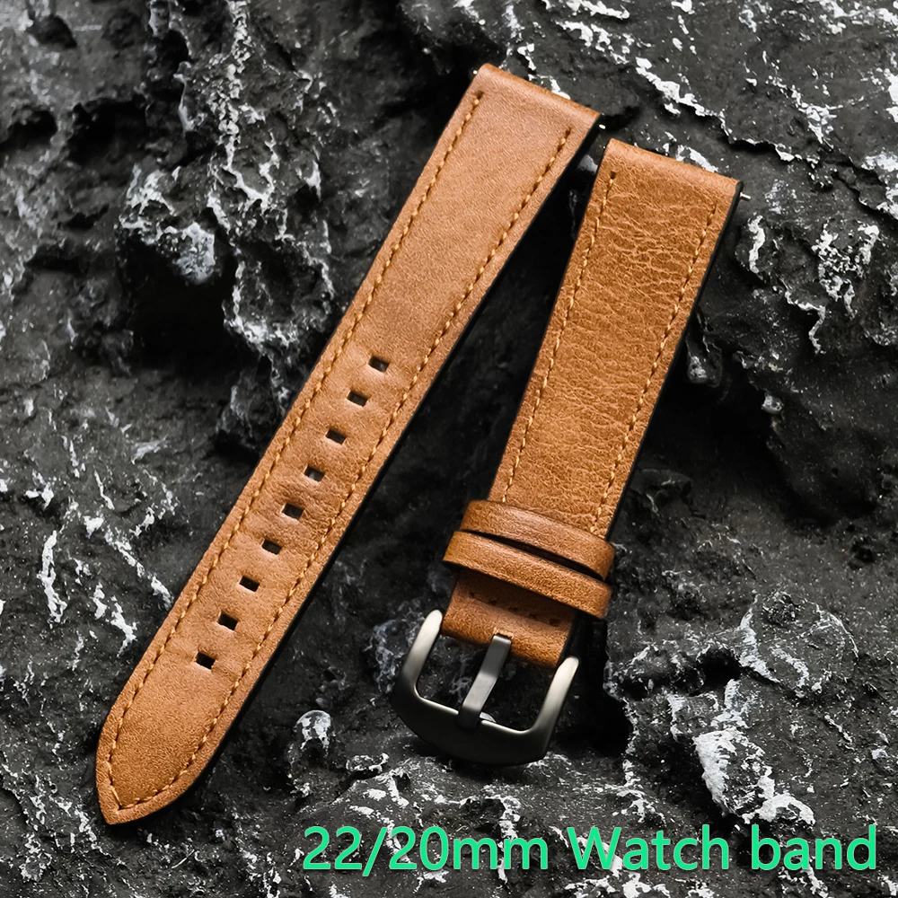 Luxury Leather Watch Strap - Premium Soft Band Replacement, 20mm/22mm