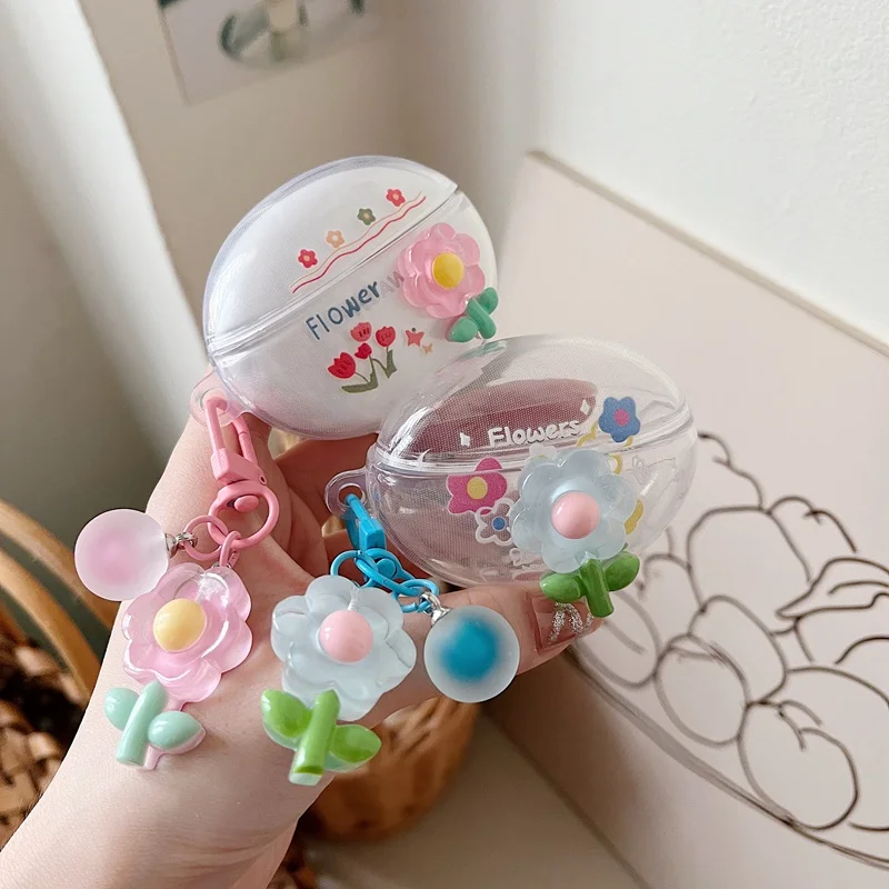 Per Huawei Freebuds 5I / 4 Custodia Cute Colorful Flower Keychian Auricolari In Silicone Cover Trasparente Per Huawei Freebuds 4 Cover